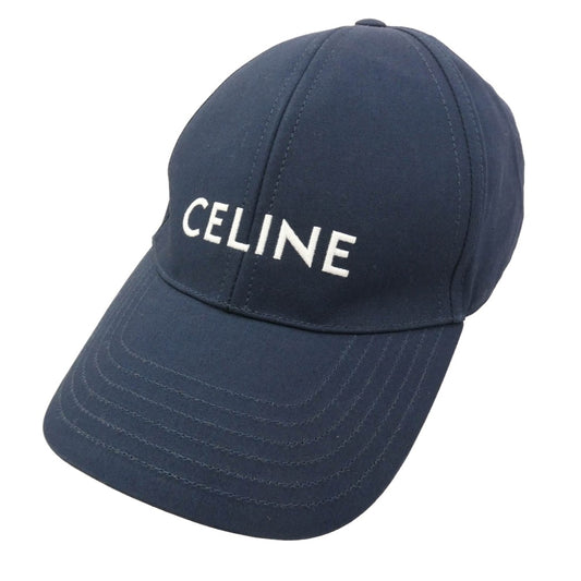 CELINE セリーヌ 2AUA1969P CASQUETTE BASEBALL ロゴ刺繍 ベースボール キャップ ネイビー系 L【極上美品】【中古】