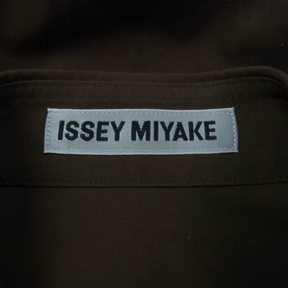 ISSEY MIYAKE イッセイミヤケ IM61-FJ528-45 ODD SHIRT サイドスリット アシンメトリー 長袖 シャツ ブラウン系 2【極上美品】【中古】