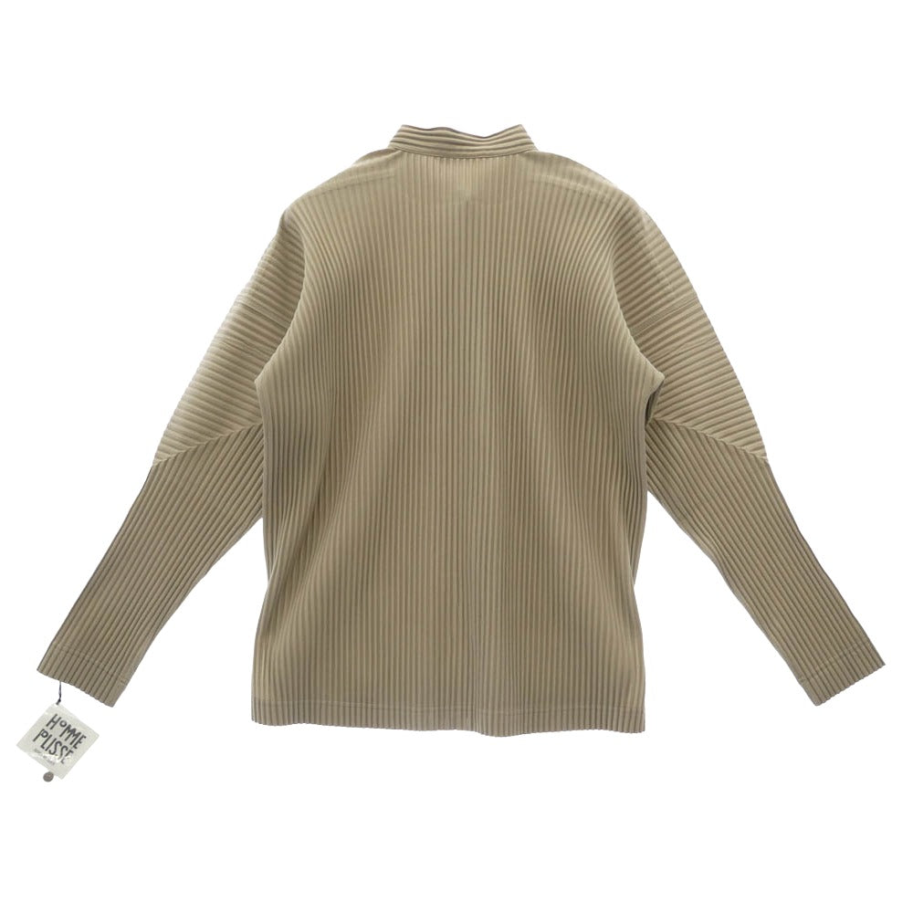 HOMME PLISSE ISSEY MIYAKE オム プリッセ イッセイミヤケ HP43-JJ111-43 プリーツ加工 バンドカラー スタンドカラー 長袖 シャツ ベージュ系 L 3【極上美品】【中古】