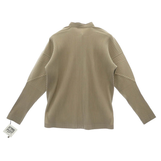 HOMME PLISSE ISSEY MIYAKE オム プリッセ イッセイミヤケ HP43-JJ111-43 プリーツ加工 バンドカラー スタンドカラー 長袖 シャツ ベージュ系 L 3【極上美品】【中古】