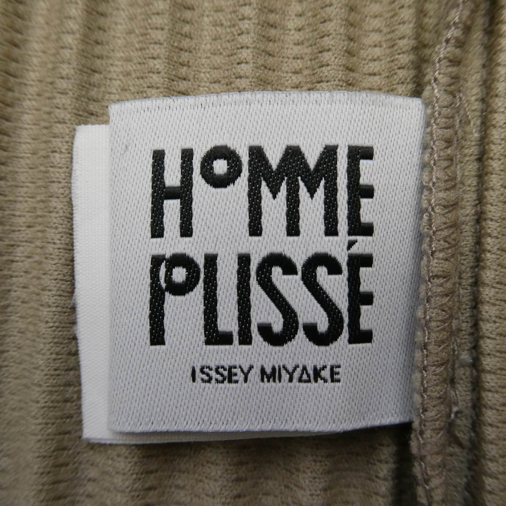 HOMME PLISSE ISSEY MIYAKE オム プリッセ イッセイミヤケ HP43-JJ111-43 プリーツ加工 バンドカラー スタンドカラー 長袖 シャツ ベージュ系 L 3【極上美品】【中古】