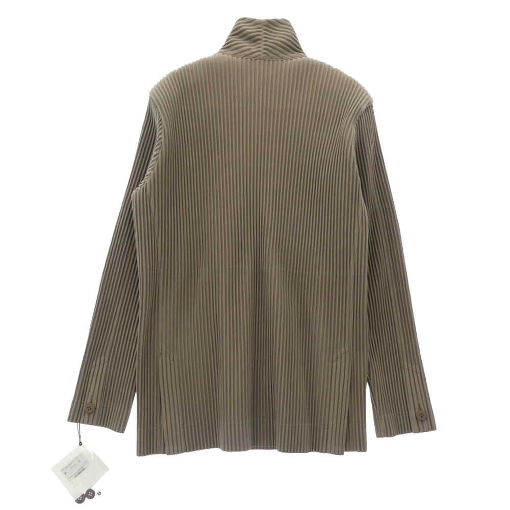 HOMME PLISSE ISSEY MIYAKE オム プリッセ イッセイミヤケ HP53-JD151-16 TAILORED PLEATS 1 テーラードプリーツ プリーツ加工 ダブルブレスト テーラードジャケット ベージュ系 2【極上美品】【中古】