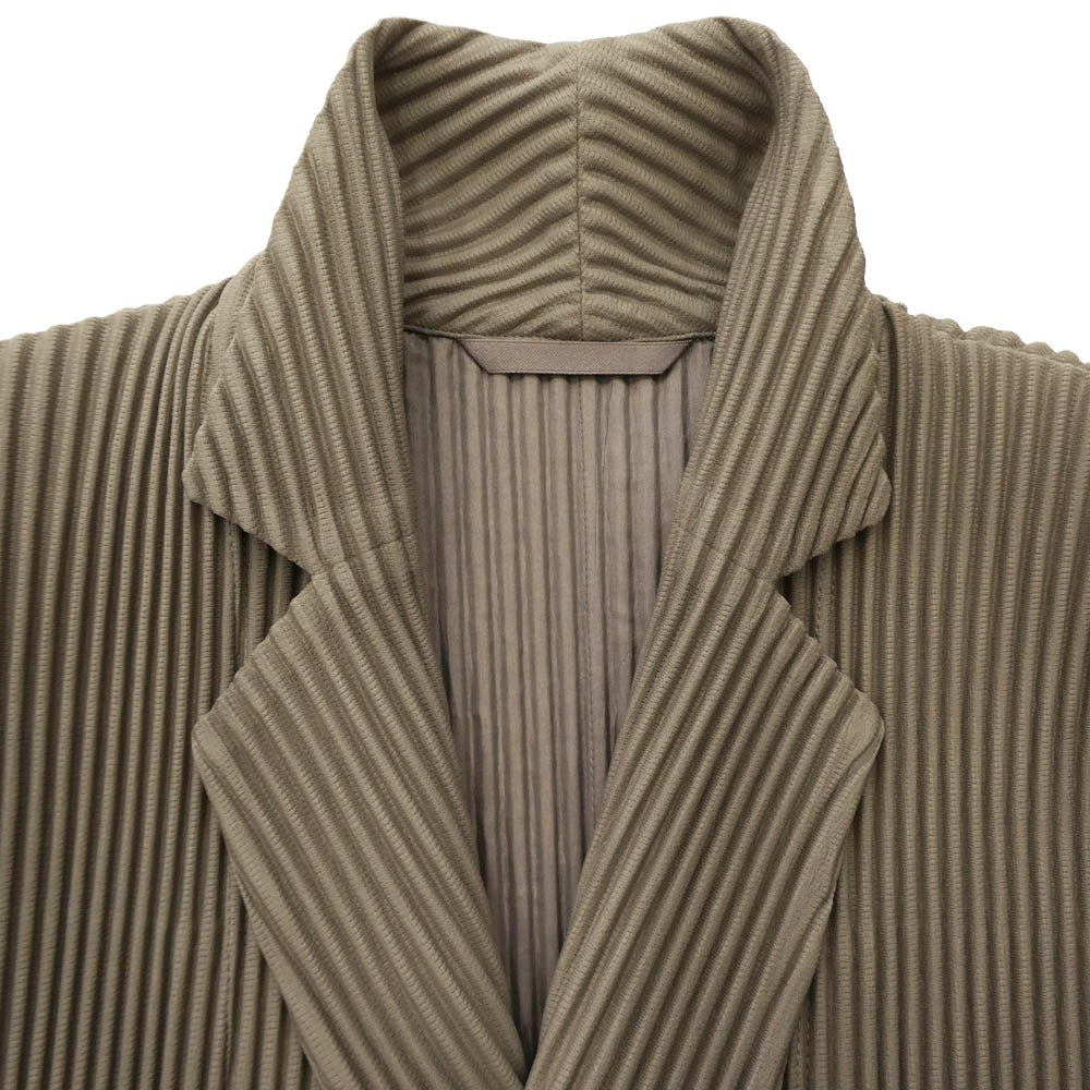 HOMME PLISSE ISSEY MIYAKE オム プリッセ イッセイミヤケ HP53-JD151-16 TAILORED PLEATS 1 テーラードプリーツ プリーツ加工 ダブルブレスト テーラードジャケット ベージュ系 2【極上美品】【中古】