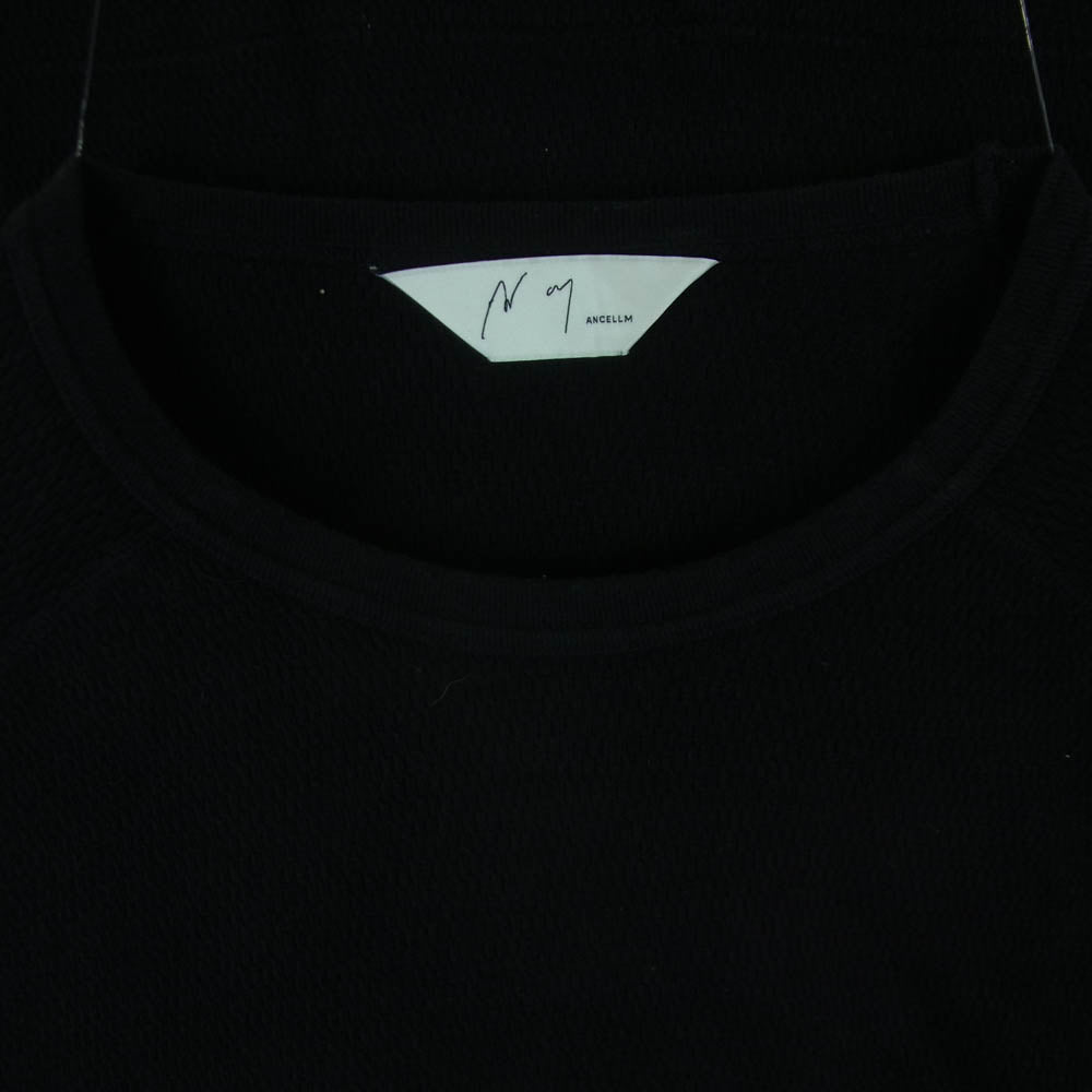 ANCELLM アンセルム ANC-CT99 WAFFLE CREW NECK LS T-SHIRT ワッフル クルーネック 長袖 カットソー Tシャツ ブラック系 2【中古】