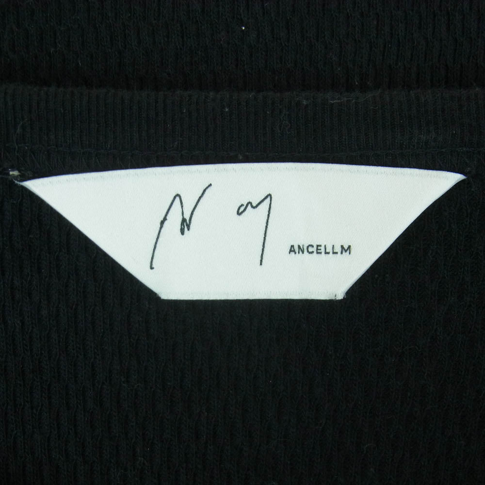 ANCELLM アンセルム ANC-CT99 WAFFLE CREW NECK LS T-SHIRT ワッフル クルーネック 長袖 カットソー Tシャツ ブラック系 2【中古】