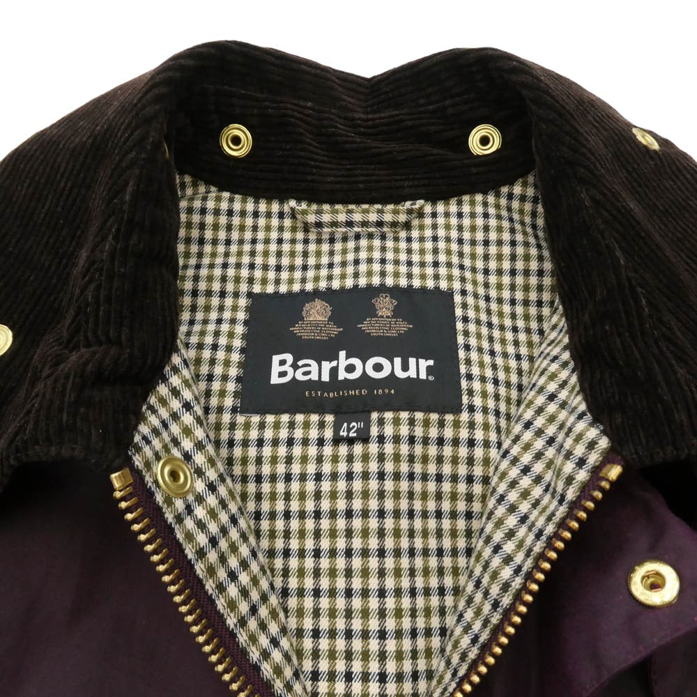 Barbour バブアー 23AW MWX2308PU71 BEAUTY&YOUTH ビューティーアンドユース別注 BEAUFORT OS WAX ビューフォート オイルド ワックス コート ジャケット パープル系 42【中古】