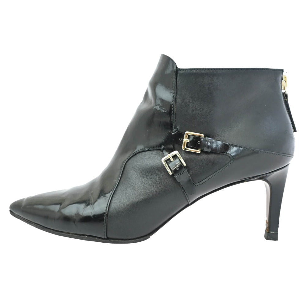 HUGO BOSS ヒューゴボス バックジップ ピンヒール ショートブーツ ブラック系 38【中古】