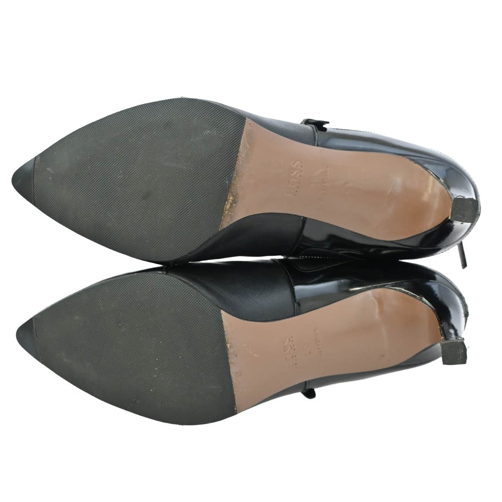 HUGO BOSS ヒューゴボス バックジップ ピンヒール ショートブーツ ブラック系 38【中古】
