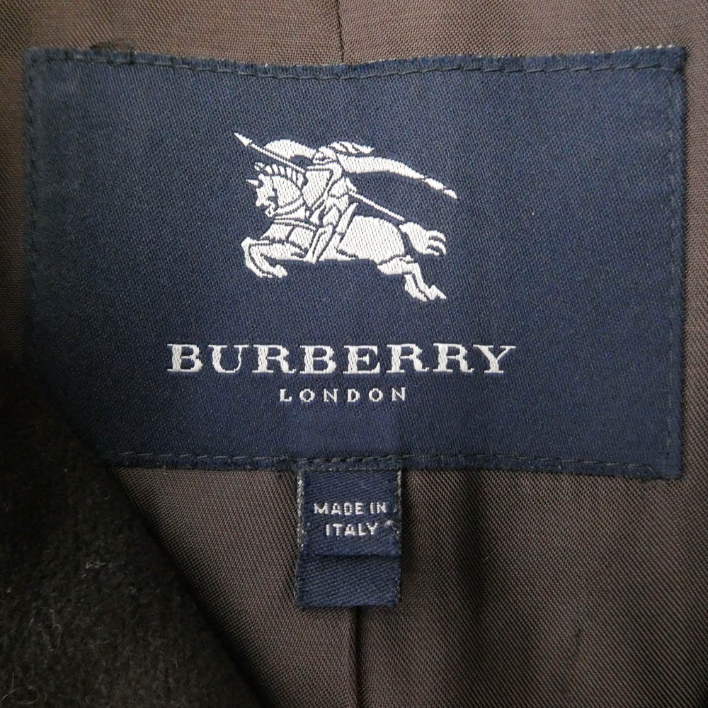 BURBERRY LONDON バーバリー ロンドン イタリア製 裏地ノバチェックパイピング ダブルブレスト ウール トレンチコート ダークブラウン系 UK10【中古】