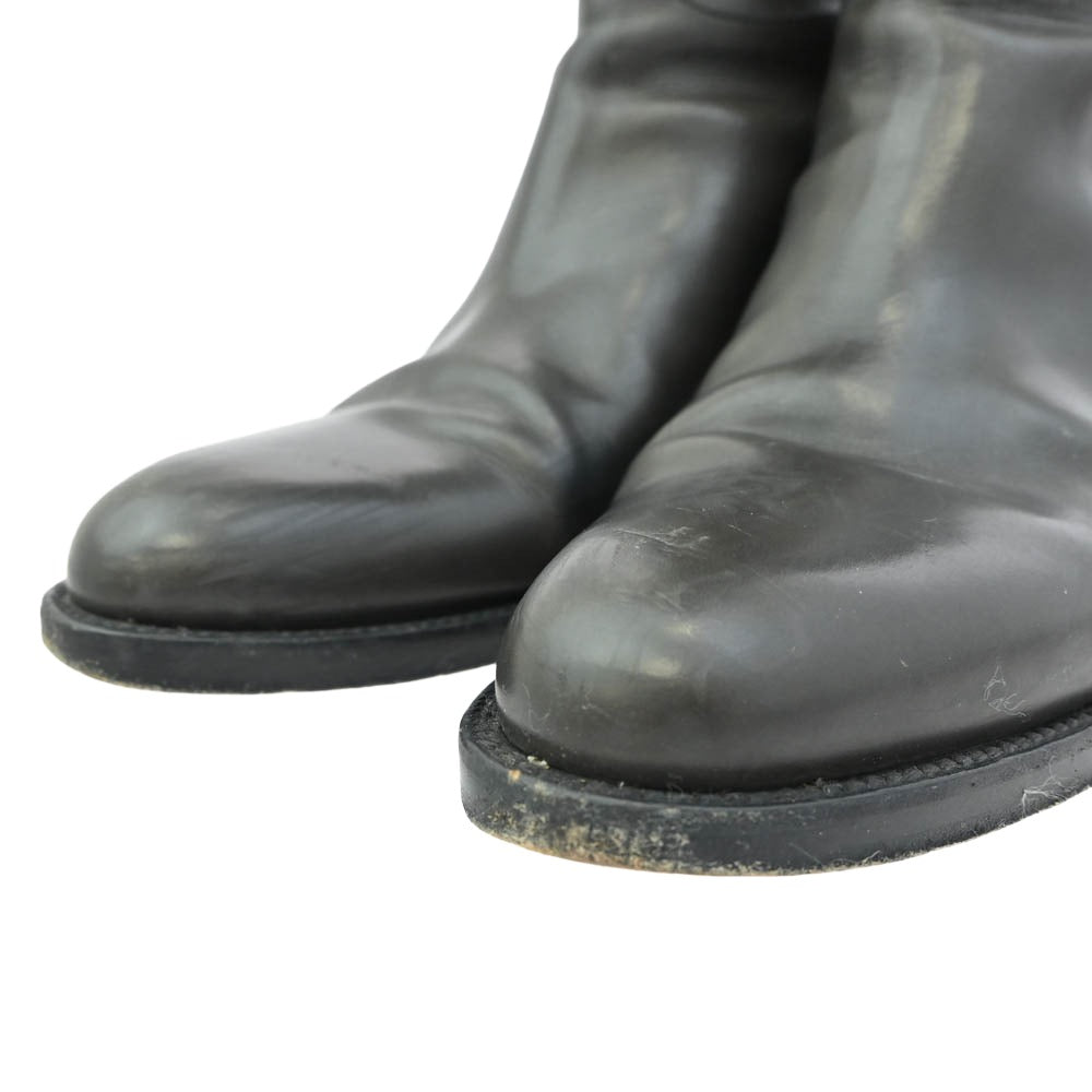 SARTORE サルトル イタリア製 バックジップ クロスベルト レザー ロングブーツ ブラック系 37.5【中古】