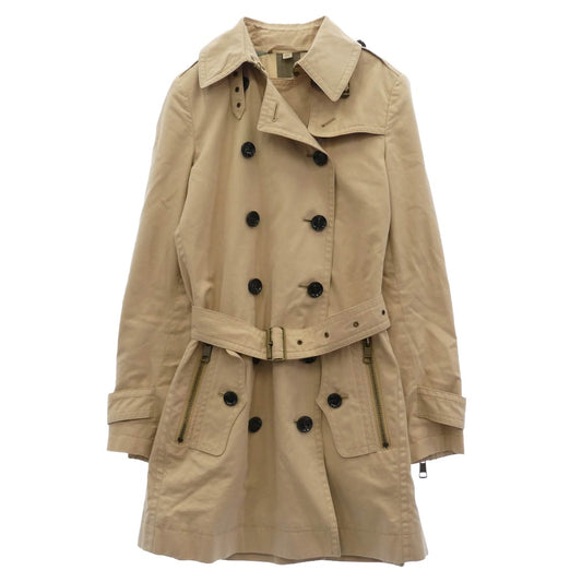 BURBERRY バーバリー BRIT ブリット ジップポケット 裏地ノバチェック ダブルブレスト トレンチコート ベージュ系 UK6【中古】