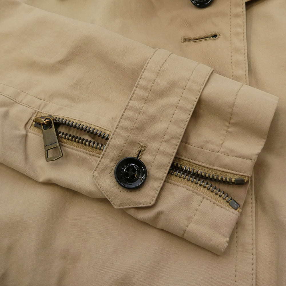 BURBERRY バーバリー BRIT ブリット ジップポケット 裏地ノバチェック ダブルブレスト トレンチコート ベージュ系 UK6【中古】