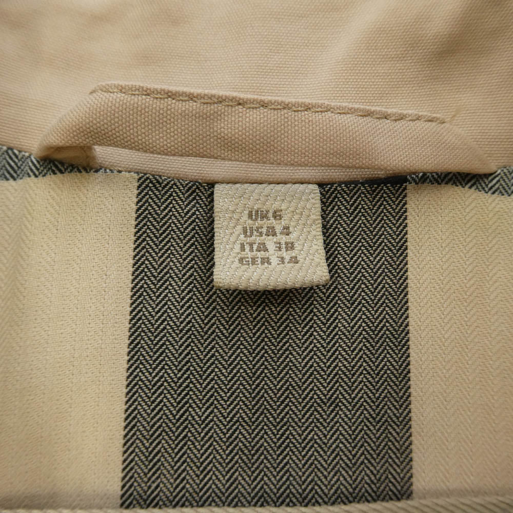 BURBERRY バーバリー BRIT ブリット ジップポケット 裏地ノバチェック ダブルブレスト トレンチコート ベージュ系 UK6【中古】