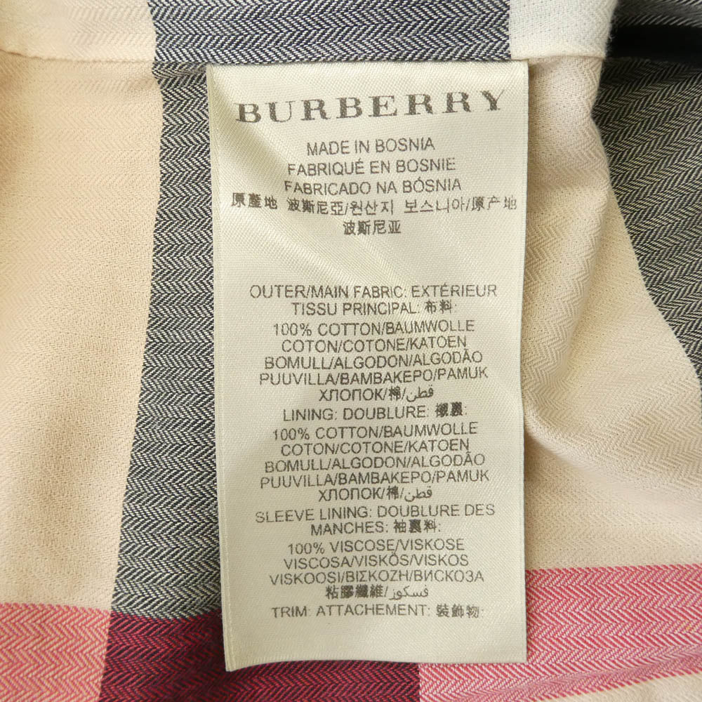 BURBERRY バーバリー BRIT ブリット ジップポケット 裏地ノバチェック ダブルブレスト トレンチコート ベージュ系 UK6【中古】
