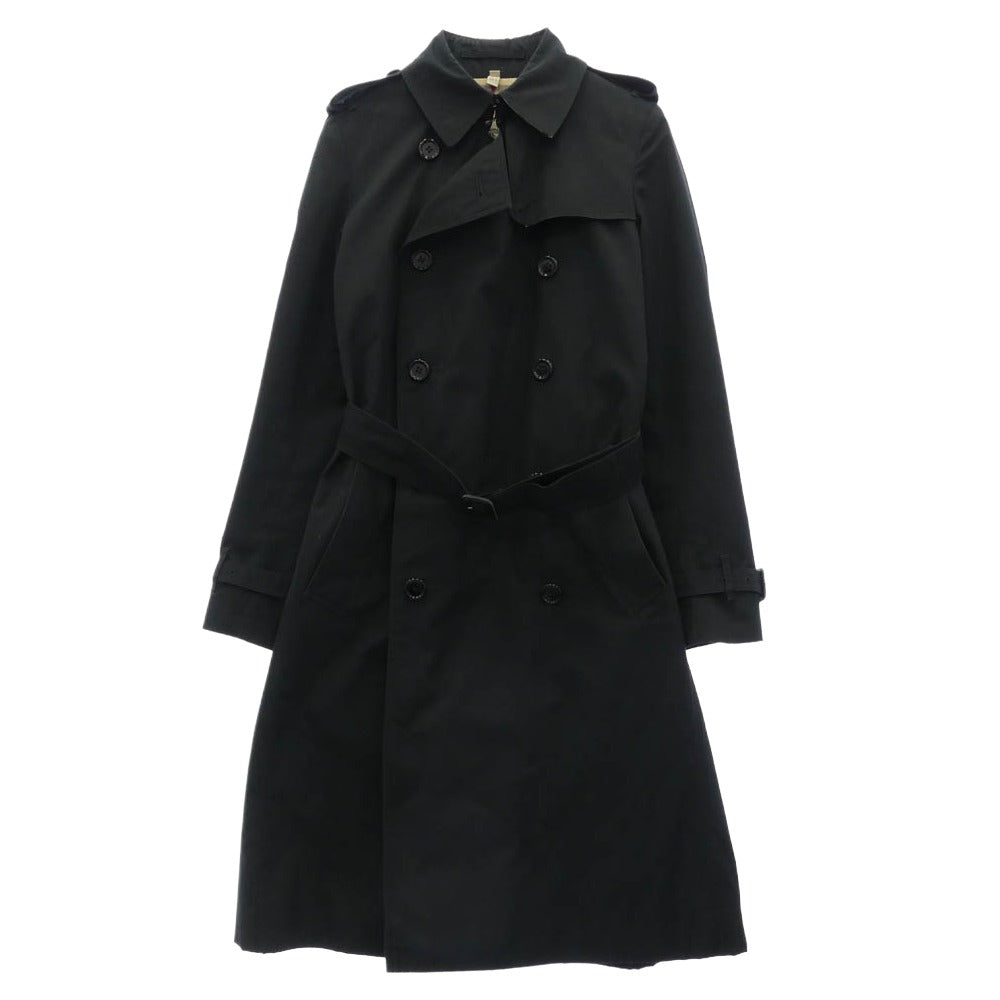 BURBERRY LONDON バーバリー ロンドン 英国製 裏地ノバチェック ダブルブレスト トレンチコート ブラック系 UK8【中古】