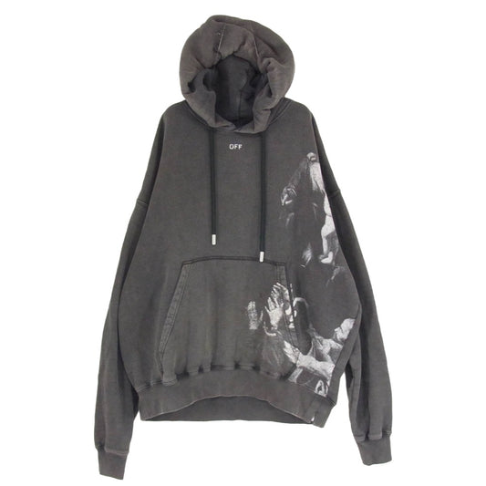 OFF-WHITE オフホワイト 24AW OMBB085F24FLE00D Blurred Mary Skate Hoodie グラフィック バックアロー プリント プルオーバー パーカー フーディー グレー系 XL【中古】