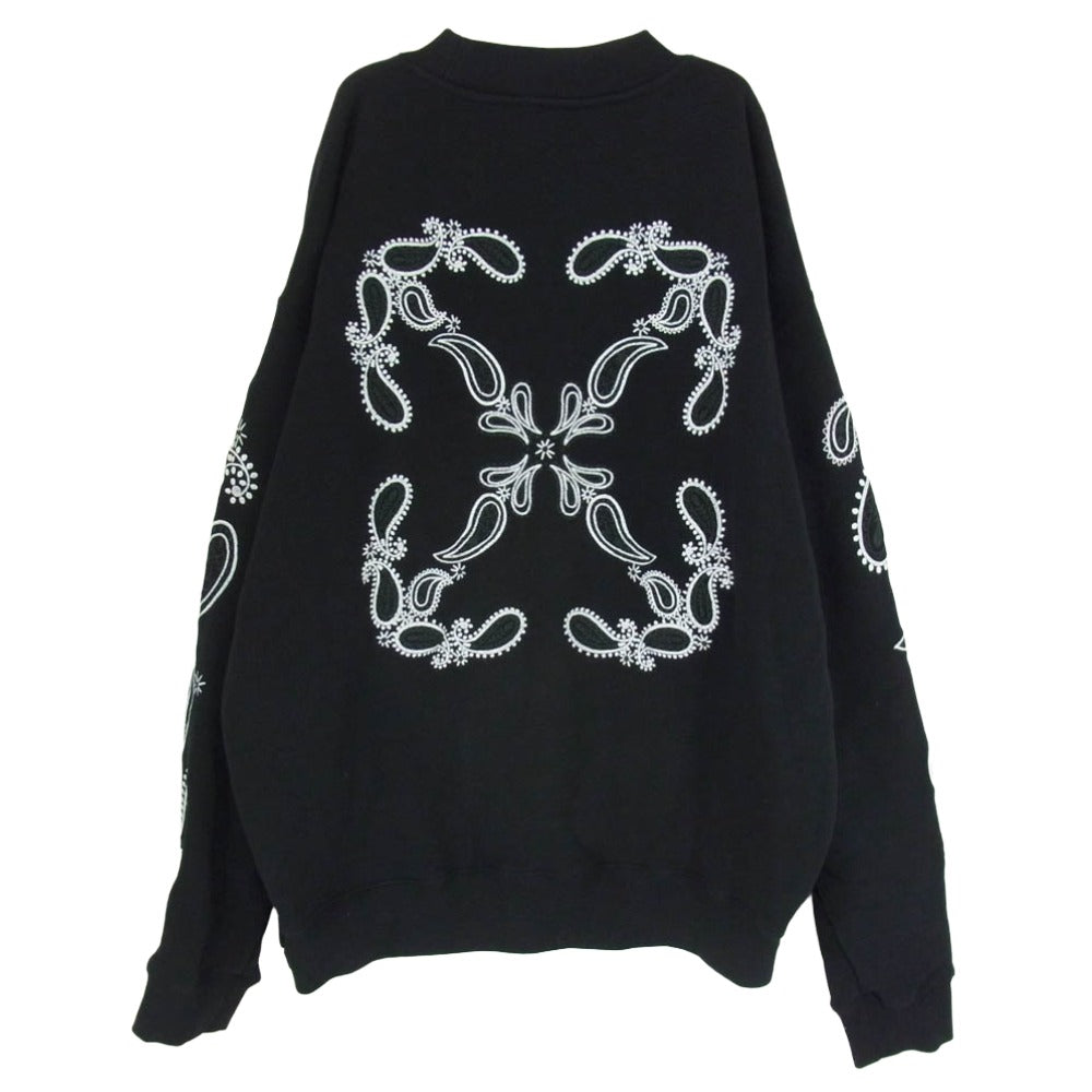 OFF-WHITE オフホワイト 24SS OMBA054S24FLE002 BANDANA ARR SKATE CREWNECK バンダナ アロー 刺繍 クルーネック スウェット ブラック系 XL【中古】