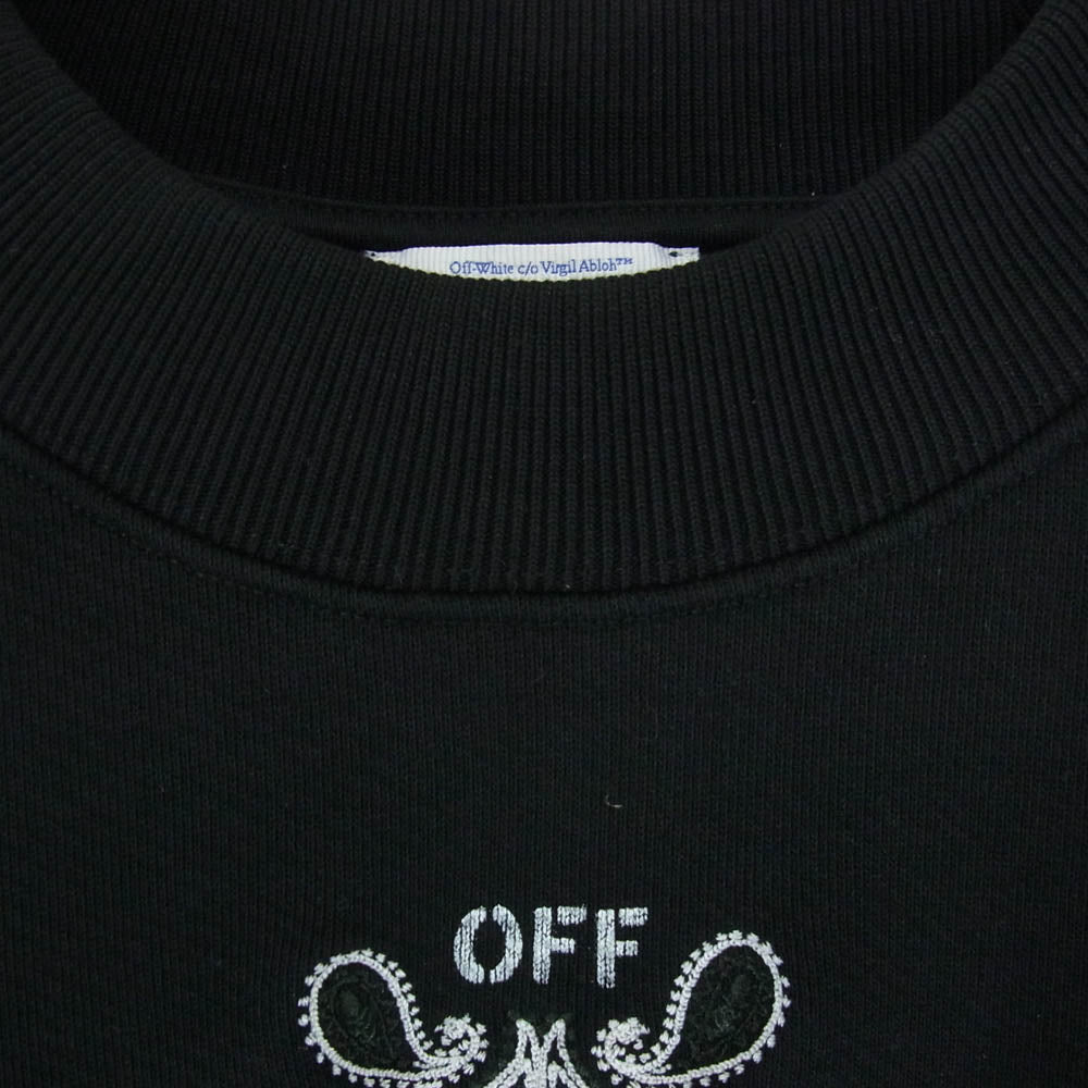 OFF-WHITE オフホワイト 24SS OMBA054S24FLE002 BANDANA ARR SKATE CREWNECK バンダナ アロー 刺繍 クルーネック スウェット ブラック系 XL【中古】