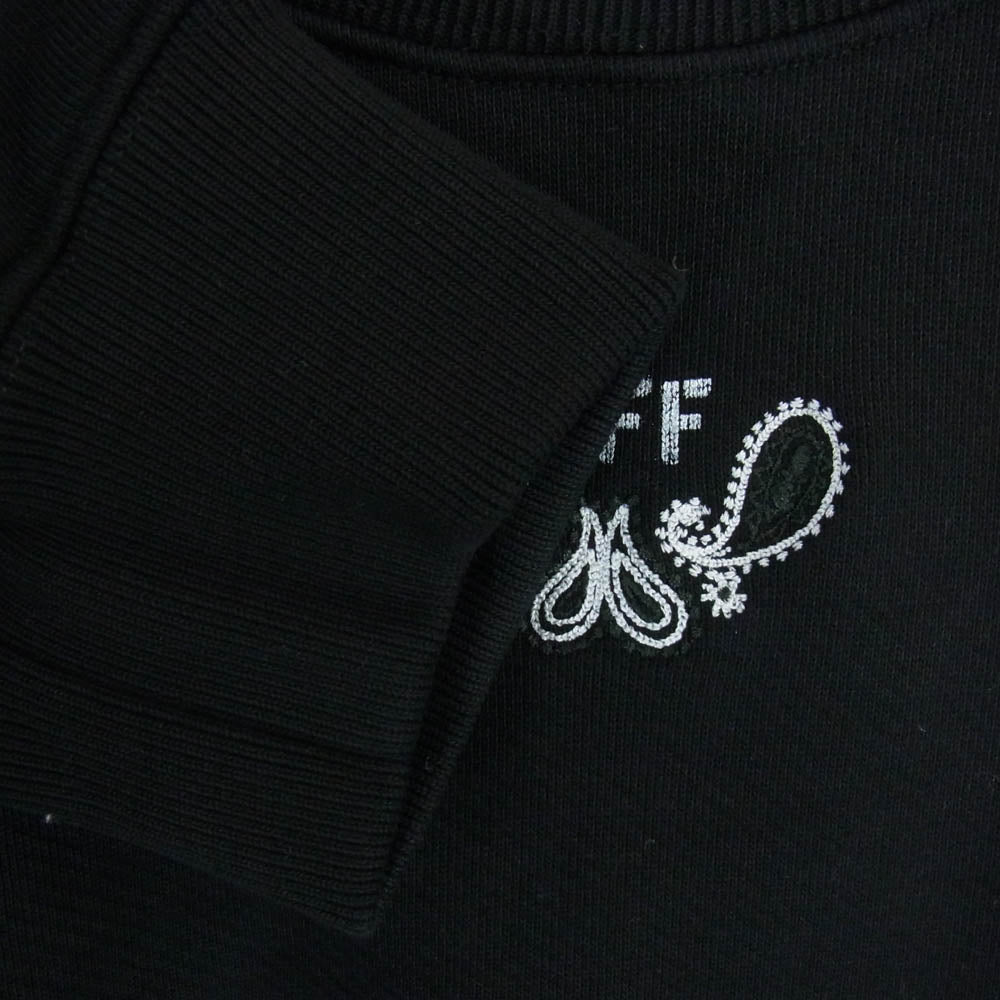 OFF-WHITE オフホワイト 24SS OMBA054S24FLE002 BANDANA ARR SKATE CREWNECK バンダナ アロー 刺繍 クルーネック スウェット ブラック系 XL【中古】