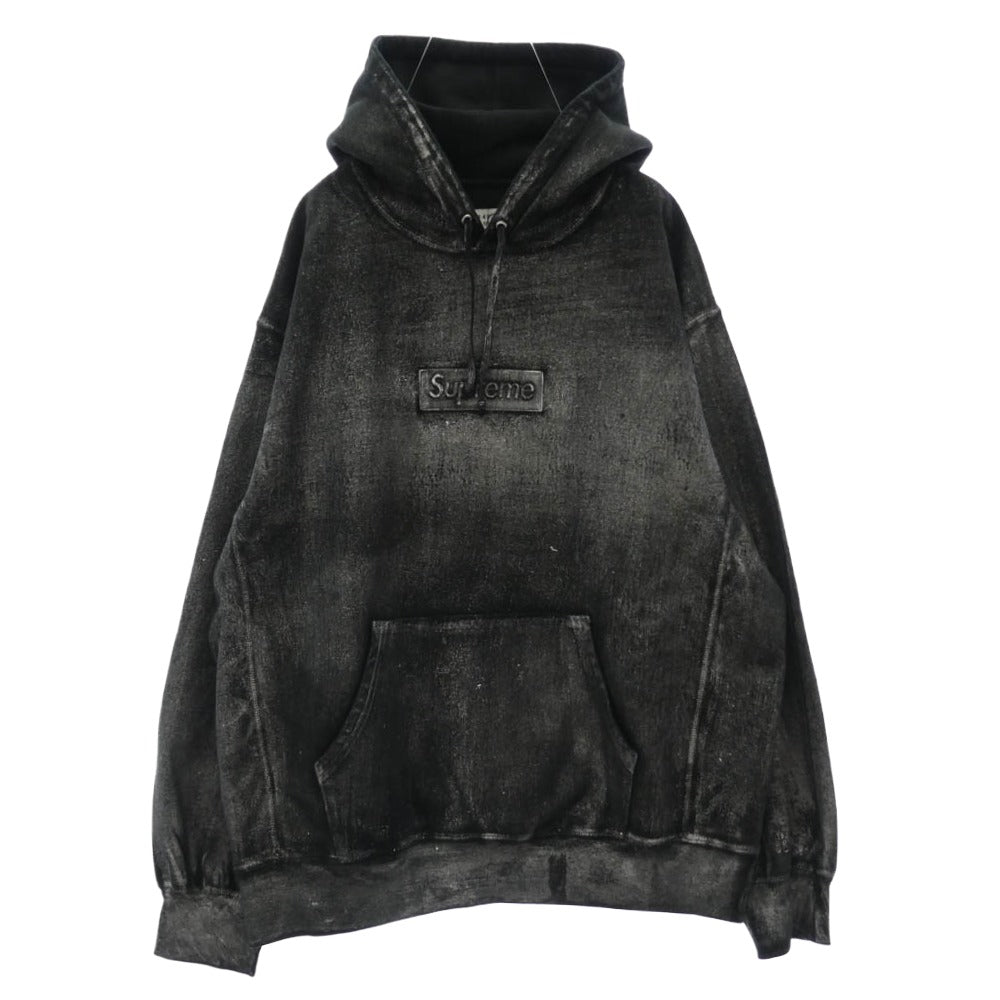 Supreme シュプリーム 24SS × MM6 Maison Margiela エムエムシックス メゾンマルジェラ Foil Box Logo Hooded Sweatshirt フォイル ボックスロゴ プルオーバー パーカー ブラック系 シルバー系 XL【中古】