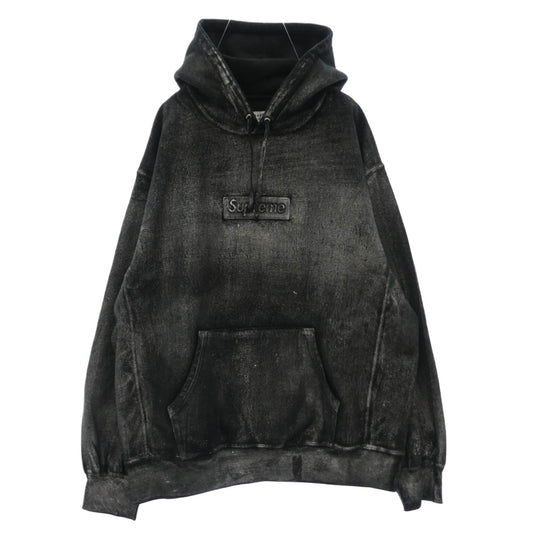 Supreme シュプリーム 24SS × MM6 Maison Margiela エムエムシックス メゾンマルジェラ Foil Box Logo Hooded Sweatshirt フォイル ボックスロゴ プルオーバー パーカー ブラック系 シルバー系 XL【中古】