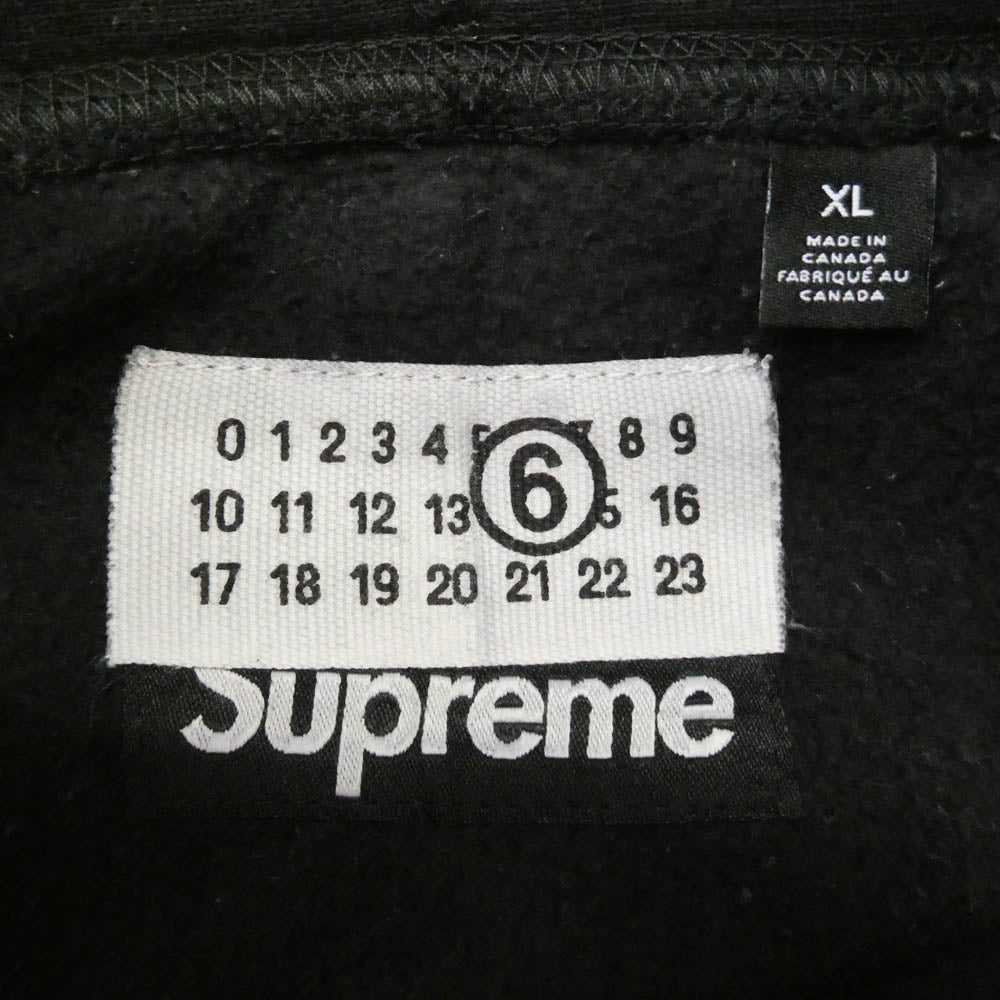 Supreme シュプリーム 24SS × MM6 Maison Margiela エムエムシックス メゾンマルジェラ Foil Box Logo Hooded Sweatshirt フォイル ボックスロゴ プルオーバー パーカー ブラック系 シルバー系 XL【中古】