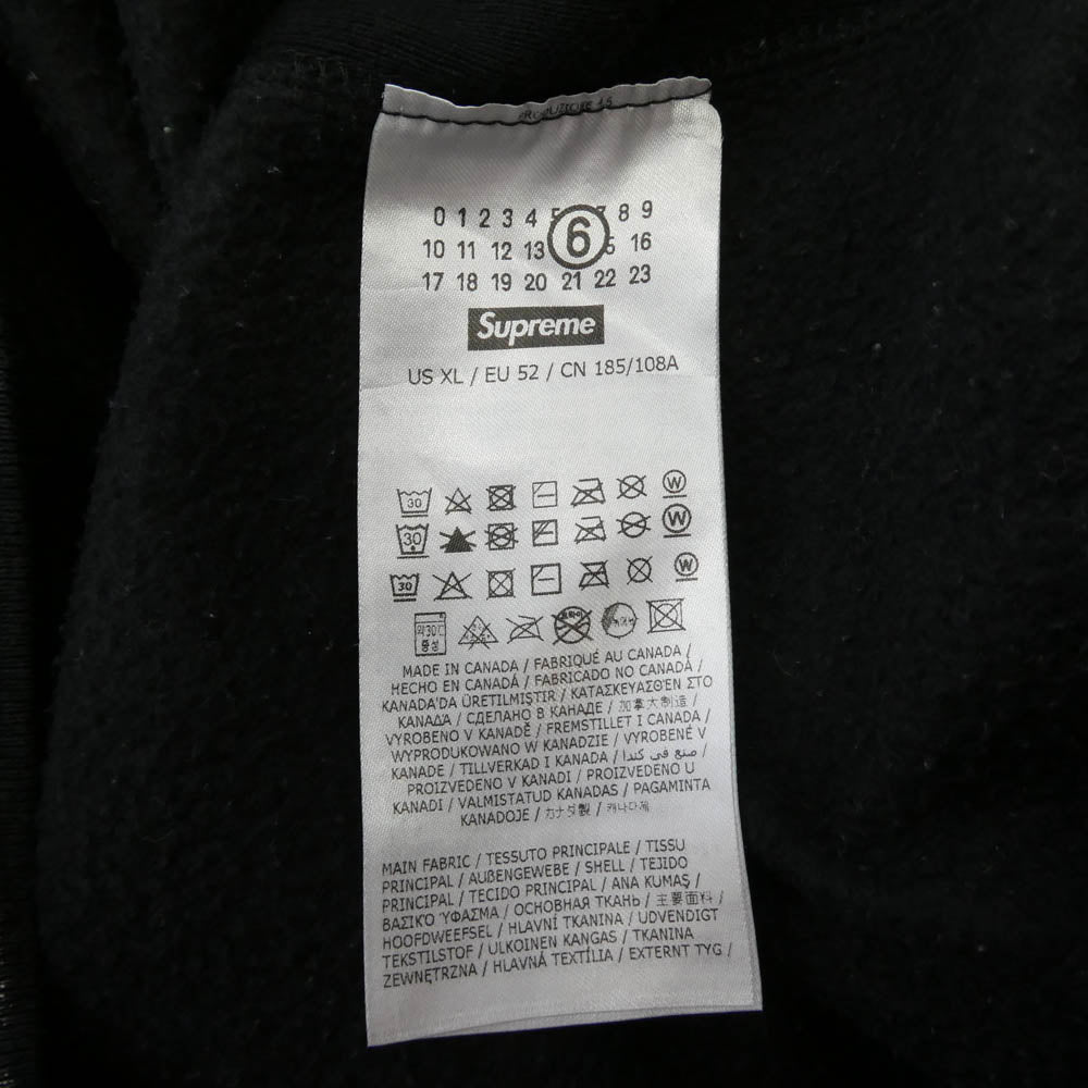 Supreme シュプリーム 24SS × MM6 Maison Margiela エムエムシックス メゾンマルジェラ Foil Box Logo Hooded Sweatshirt フォイル ボックスロゴ プルオーバー パーカー ブラック系 シルバー系 XL【中古】