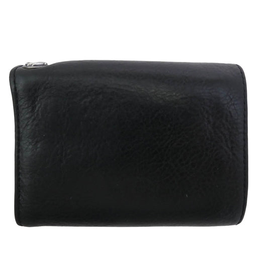CHROME HEARTS クロムハーツ（原本無） 3FOLD 3フォールド クロスボール レザー ウォレット 三つ折り財布 ブラック系【中古】