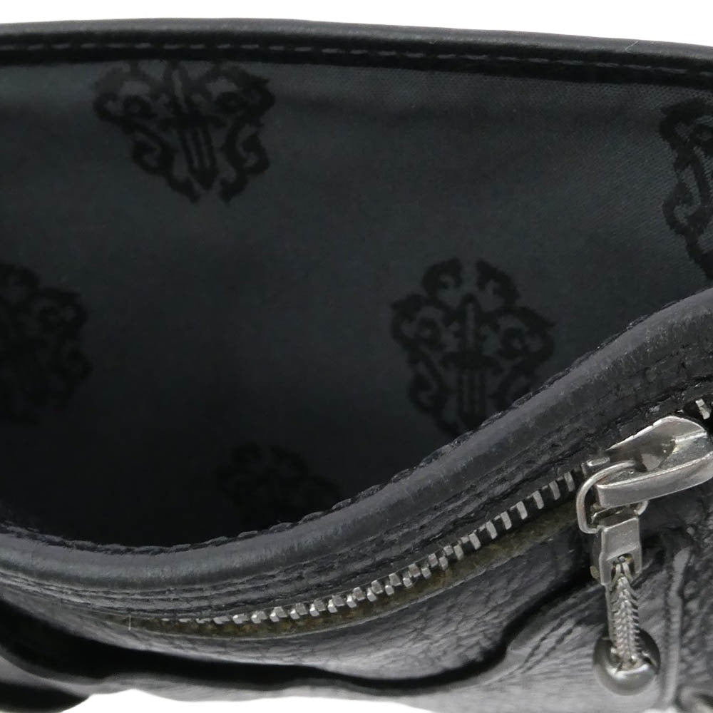 CHROME HEARTS クロムハーツ（原本無） 3FOLD 3フォールド クロスボール レザー ウォレット 三つ折り財布 ブラック系【中古】