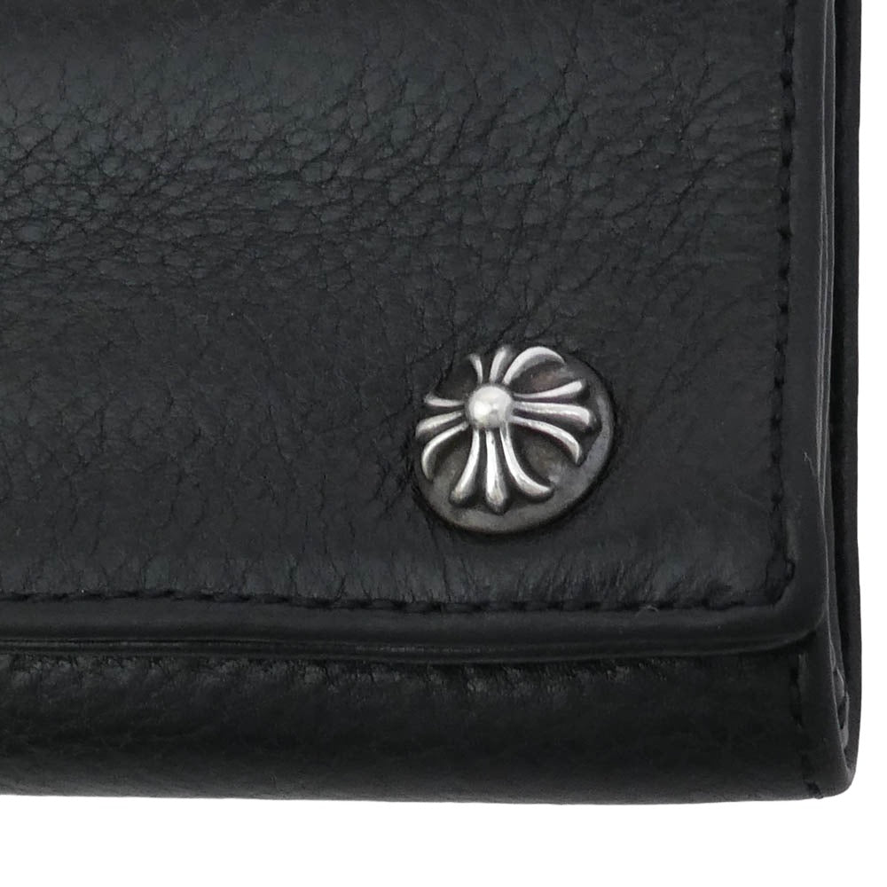 CHROME HEARTS クロムハーツ（原本無） 3FOLD 3フォールド クロスボール レザー ウォレット 三つ折り財布 ブラック系【中古】