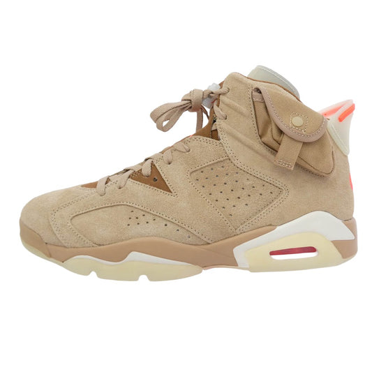 NIKE ナイキ DH0690-200 【フェイクバスターズ鑑定済】×Travis Scott Air Jordan 6 British Khakiトラヴィススコット エアジョーダン6 ブリティッシュ カーキ ハイカット スニーカー ベージュ系 29cm【極上美品】【中古】