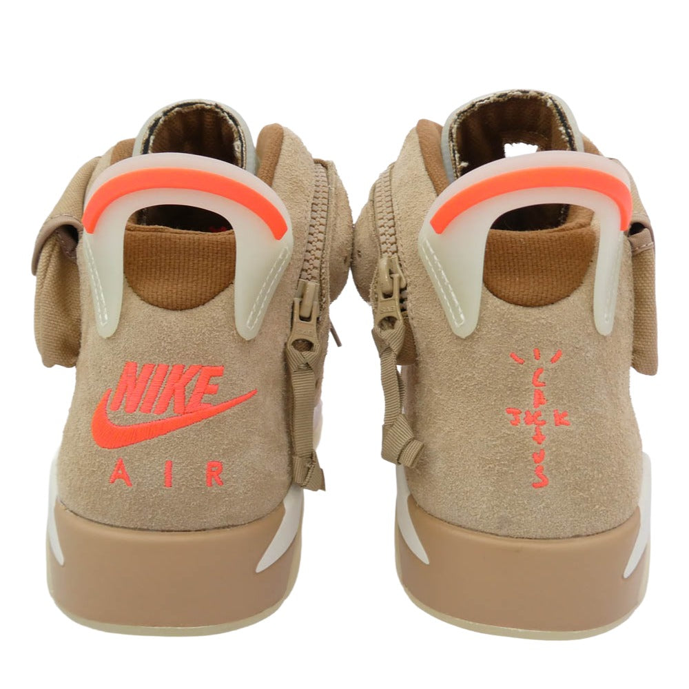 NIKE ナイキ DH0690-200 【フェイクバスターズ鑑定済】×Travis Scott Air Jordan 6 British Khakiトラヴィススコット エアジョーダン6 ブリティッシュ カーキ ハイカット スニーカー ベージュ系 29cm【極上美品】【中古】
