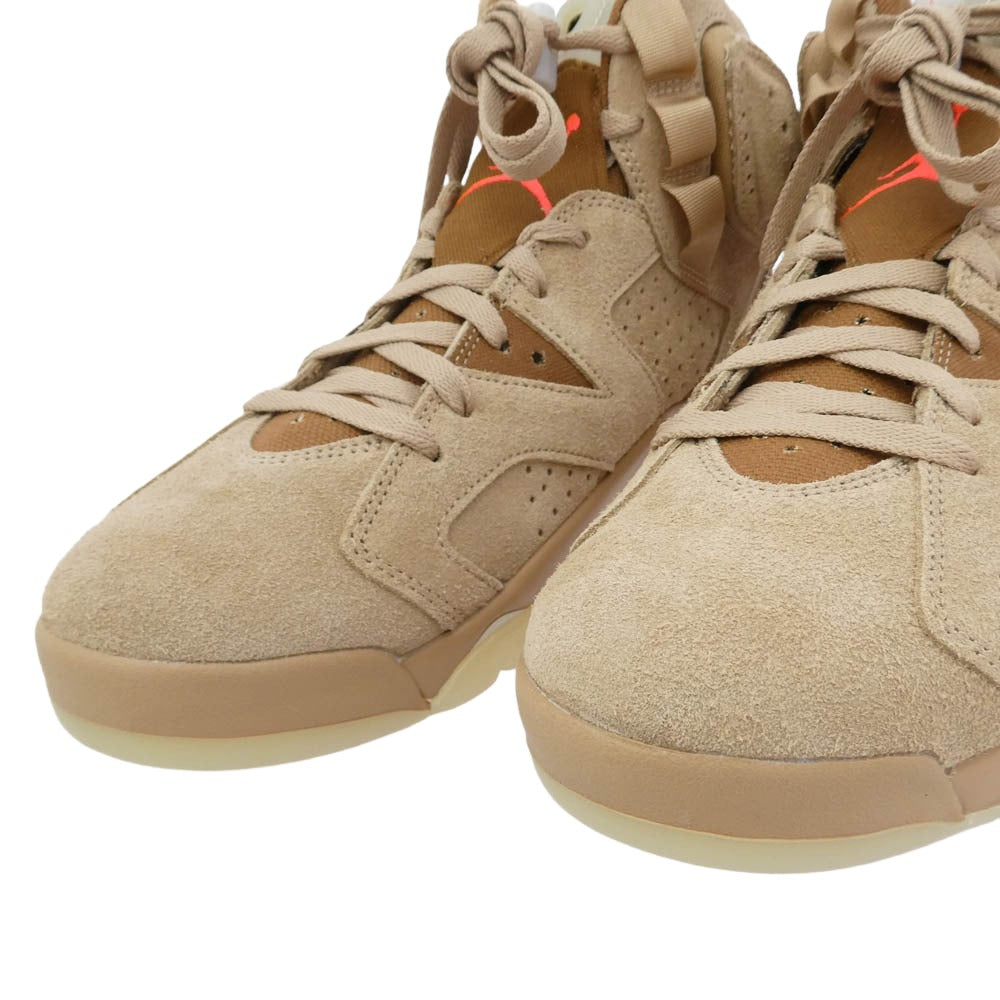 NIKE ナイキ DH0690-200 【フェイクバスターズ鑑定済】×Travis Scott Air Jordan 6 British Khakiトラヴィススコット エアジョーダン6 ブリティッシュ カーキ ハイカット スニーカー ベージュ系 29cm【極上美品】【中古】