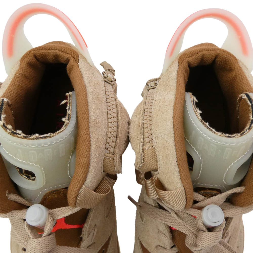 NIKE ナイキ DH0690-200 【フェイクバスターズ鑑定済】×Travis Scott Air Jordan 6 British Khakiトラヴィススコット エアジョーダン6 ブリティッシュ カーキ ハイカット スニーカー ベージュ系 29cm【極上美品】【中古】