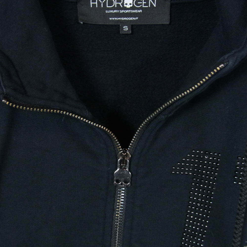 HYDROGEN ハイドロゲン ナンバリング 17 サンダーボルト スタッズ フルジップ パーカー ブラック系 S【中古】