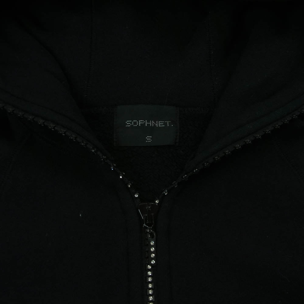 SOPHNET. ソフネット SOPH-101086 ラインストーン フルジップ パーカー 日本製 ブラック系 S【中古】