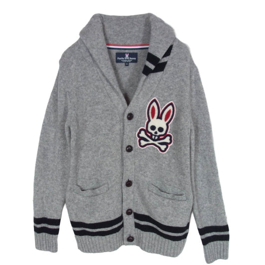サイコバニー ロゴワッペン ショールカラー カーディガン グレー系 XS【中古】