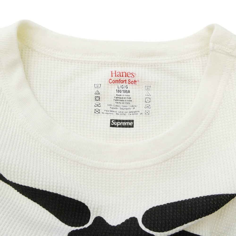 Supreme シュプリーム x Hanes Bones Thermal Crew ヘインズ ボーンズ サーマル クルーネック カットソー ホワイト系 ブラック系 L【中古】