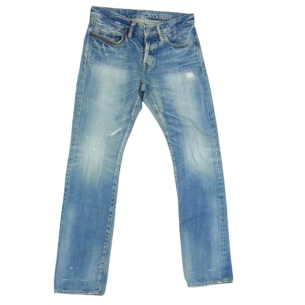 HYSTERIC GLAMOUR ヒステリックグラマー 0241AP16 SP加工 NEW COWBOY スタッズ ストレート デニムパンツ インディゴブルー系 30【中古】