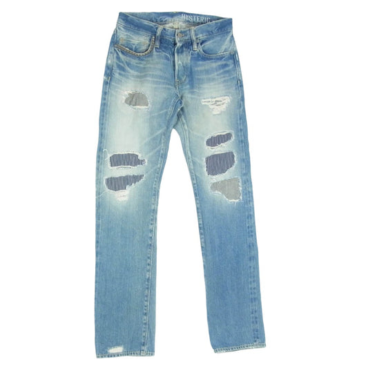 HYSTERIC GLAMOUR ヒステリックグラマー 0253AP02 SP加工 スタッズ ダメージ リペア加工 ストレート デニムパンツ インディゴブルー系 28【中古】