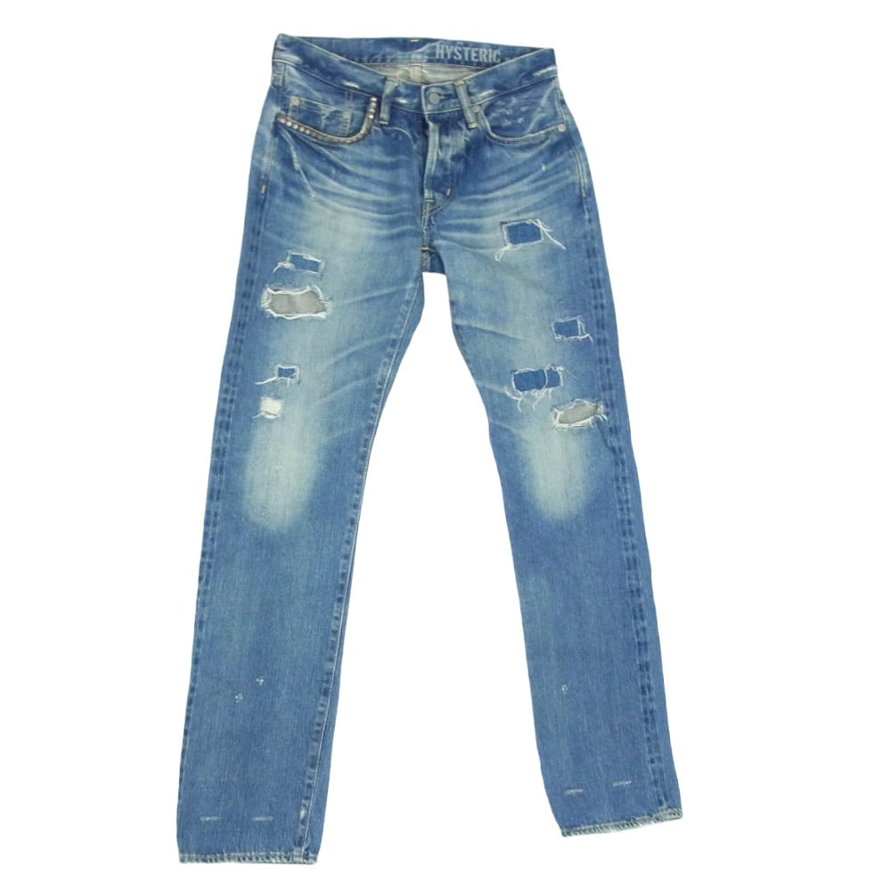 HYSTERIC GLAMOUR ヒステリックグラマー 0243AP17 SP加工 小窓リメイク スタッズ ストレート デニムパンツ インディゴブルー系 29【中古】
