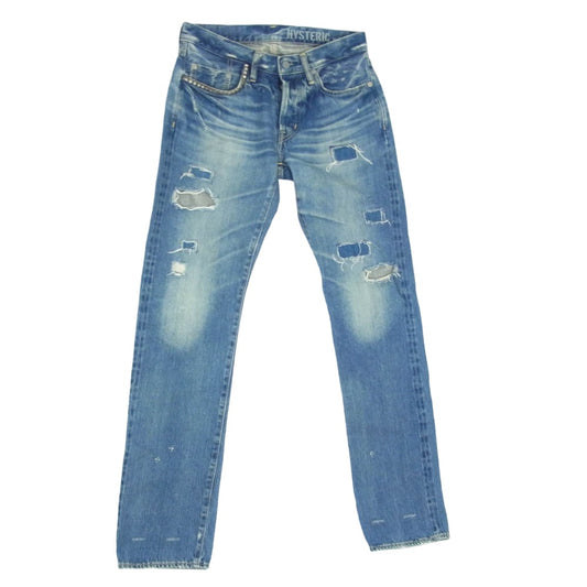 HYSTERIC GLAMOUR ヒステリックグラマー 0243AP17 SP加工 小窓リメイク スタッズ ストレート デニムパンツ インディゴブルー系 29【中古】