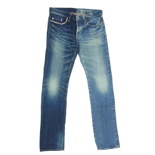 HYSTERIC GLAMOUR ヒステリックグラマー 0241AP12 HRLR加工 スタッズ カラー切替 ストレート デニムパンツ インディゴブルー系 30【中古】