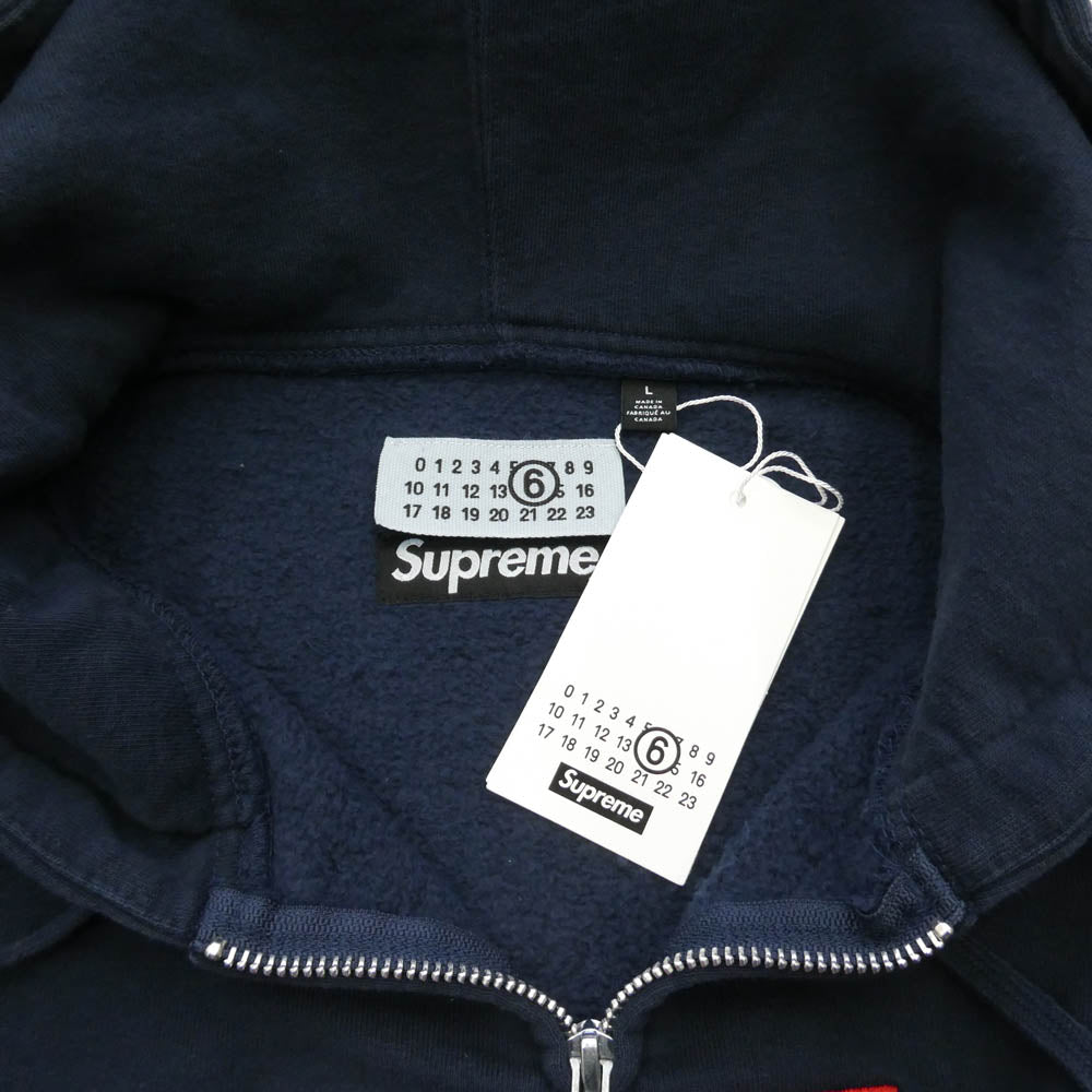 Supreme シュプリーム 26SS × MM6 Maison Margiela エムエムシックス メゾンマルジェラ Box Logo Zip Up Hooded Sweatshirt ボックスロゴ ジップアップ フーデッド スウェットシャツ フーディー パーカー ネイビー系 L【新古品】【未使用】【中古】