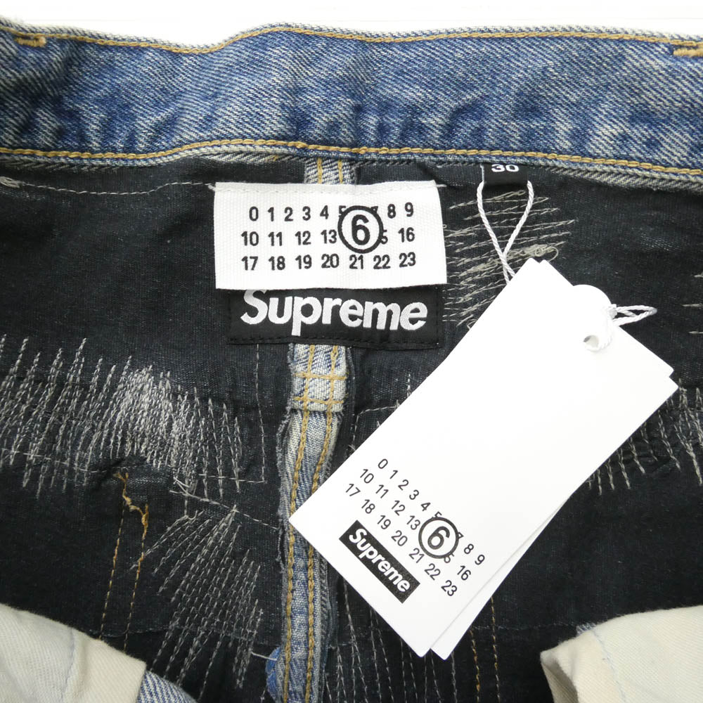 Supreme シュプリーム 26SS × MM6 Maison Margiela エムエムシックス メゾンマルジェラ Distressed Loose Fit Selvedge Jean ディストレスド ルーズフィット セルビッジ ジーンズ デニムパンツ ブルー系 US30【新古品】【未使用】【中古】