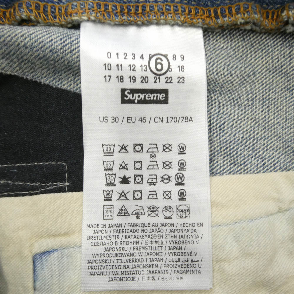 Supreme シュプリーム 26SS × MM6 Maison Margiela エムエムシックス メゾンマルジェラ Distressed Loose Fit Selvedge Jean ディストレスド ルーズフィット セルビッジ ジーンズ デニムパンツ ブルー系 US30【新古品】【未使用】【中古】
