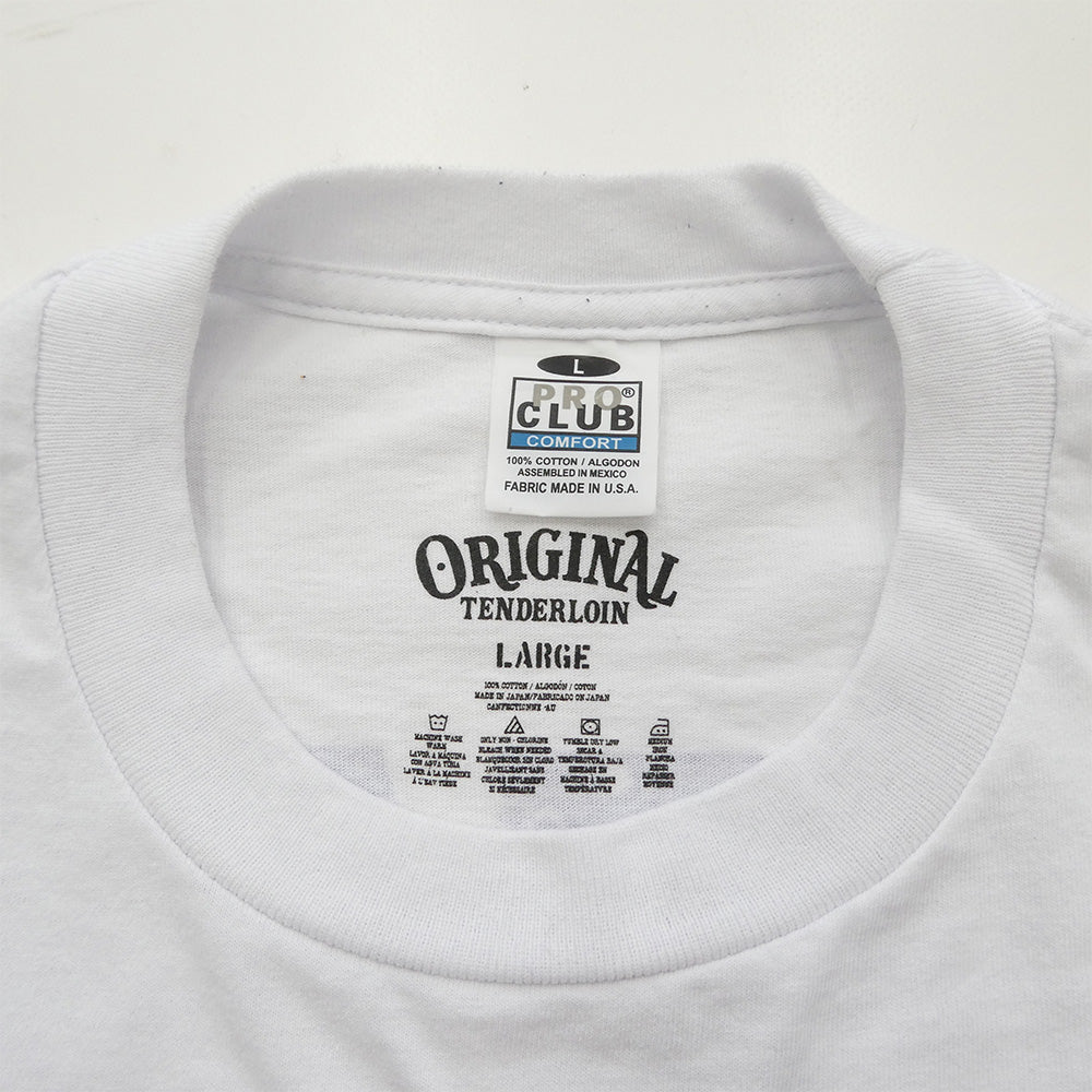 TENDERLOIN テンダーロイン TEE L/S CS サーカス 袖プリント 長袖 Tシャツ カットソー PRO CLUBボディ ホワイト系 L【中古】