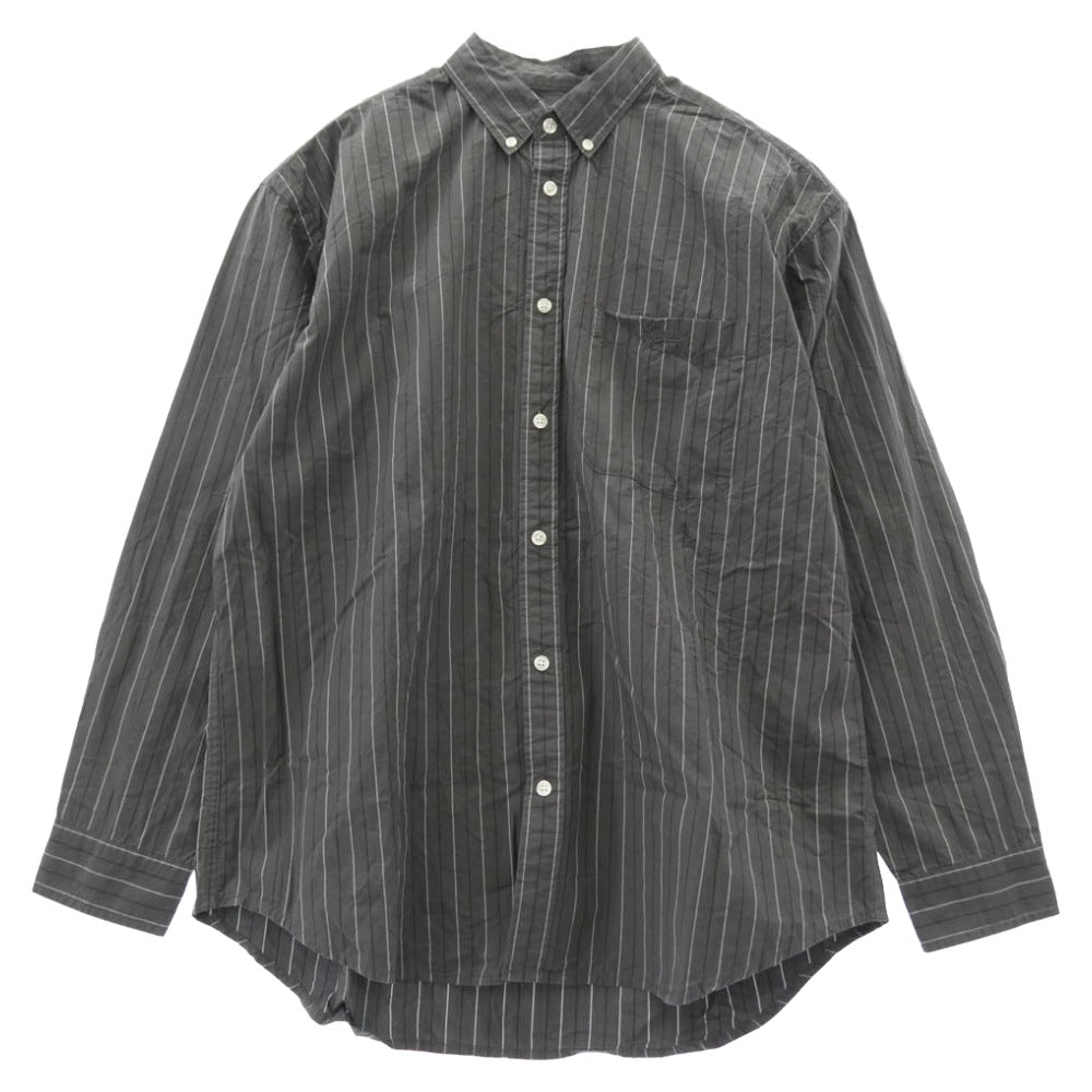 Supreme シュプリーム 24AW Loose Fit Stripe Shirt ルーズフィット ストライプ 長袖 シャツ グレー系 M【中古】