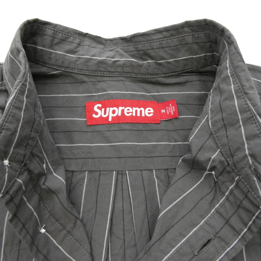 Supreme シュプリーム 24AW Loose Fit Stripe Shirt ルーズフィット ストライプ 長袖 シャツ グレー系 M【中古】