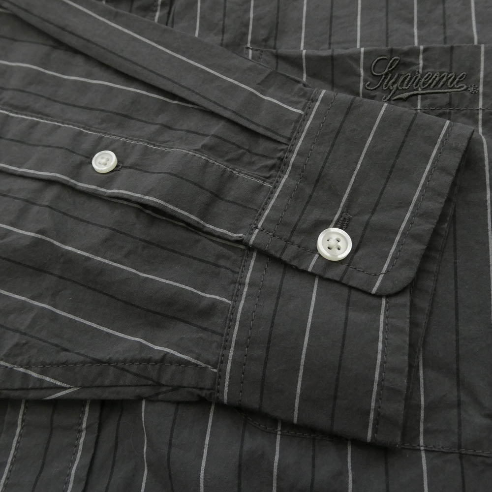 Supreme シュプリーム 24AW Loose Fit Stripe Shirt ルーズフィット ストライプ 長袖 シャツ グレー系 M【中古】